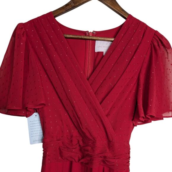 NEW Gal Meets Glam Brielle Jumpsuit 4 Red Wide Leg Holiday Christmas Wide Leg - Picture 3 of 12